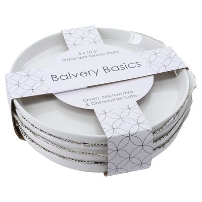 BIA Cordon Bleu Set of 4 Stackable Dinner Plates 10 1/2 Inch, 901284S4B, 033805019847