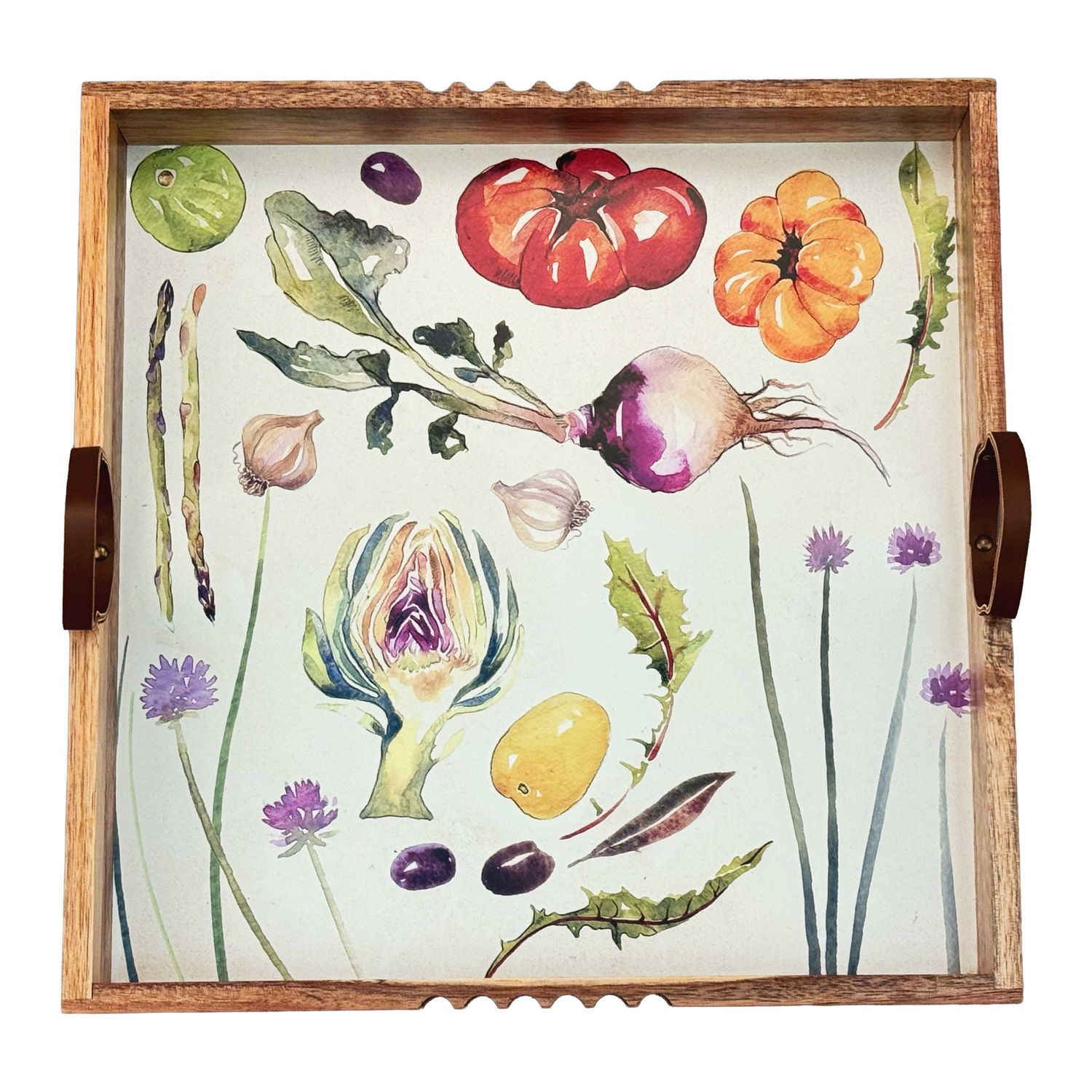 BIA Cordon Bleu Victoria's Veggies Square Acacia Serving Tray 12 3/4 Inch, 300059, 033805300594