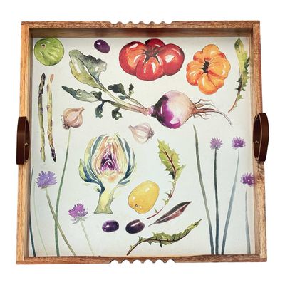BIA Cordon Bleu Victoria's Veggies Square Acacia Serving Tray 12 3/4 Inch, 300059, 033805300594