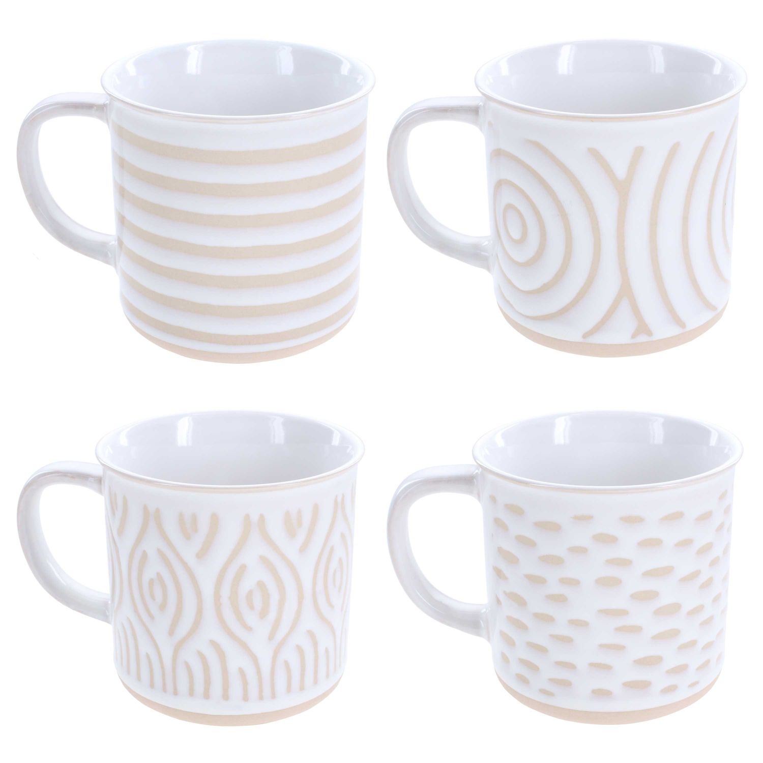 BIA Cordon Bleu Cream Geo Pattern Assorted Coffee Mugs 5 3/8 Inch, 403472-3592, 033805035991