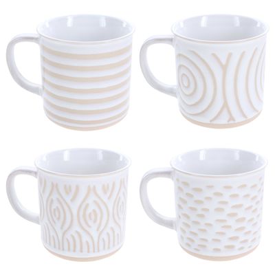 BIA Cordon Bleu Cream Geo Pattern Assorted Coffee Mugs 5 3/8 Inch, 403472-3592, 033805035991
