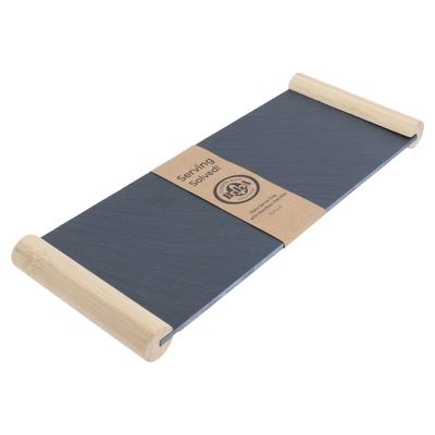 BIA Cordon Bleu Slate Serving Tray with Bamboo Handle 15 3/4 Inch, 300054, 033805300549