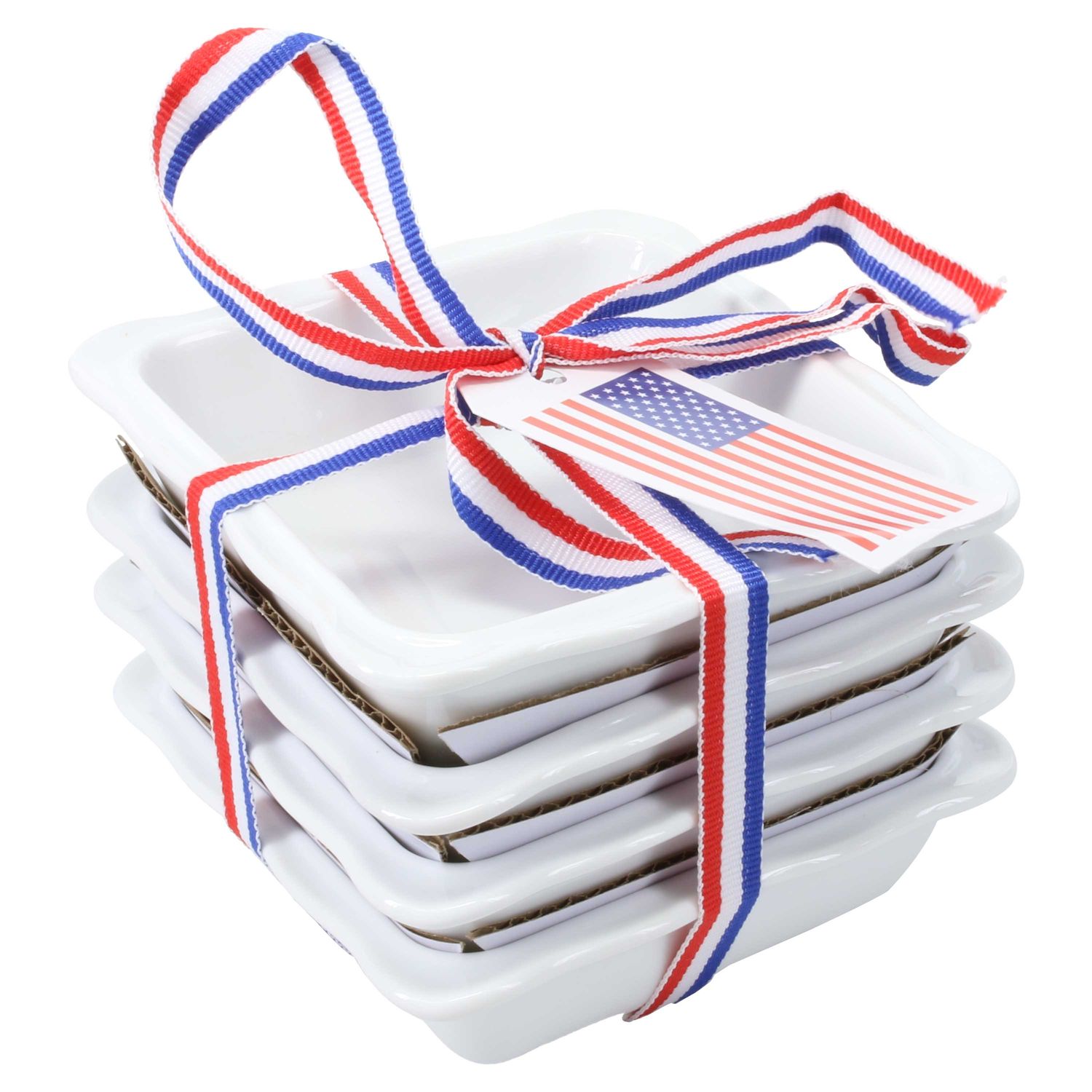 BIA Cordon Bleu Set of 4 Square Dip Dishes with Ribbon 4 Inch, 915601S4R-1776, 033805560103
