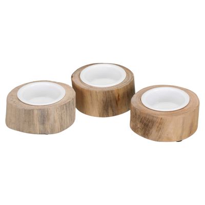 BIA Cordon Bleu Set of 3 Eucalyptus and Porcelain Votive Candle Holders 3 1/4 Inch, 500208, 0338055…