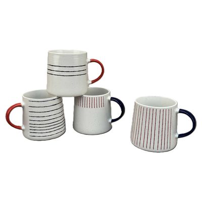 BIA Cordon Bleu Red White and Blue Assorted Cone Coffee Mugs 5 1/4 Inch, 403480-1776, 033805360406