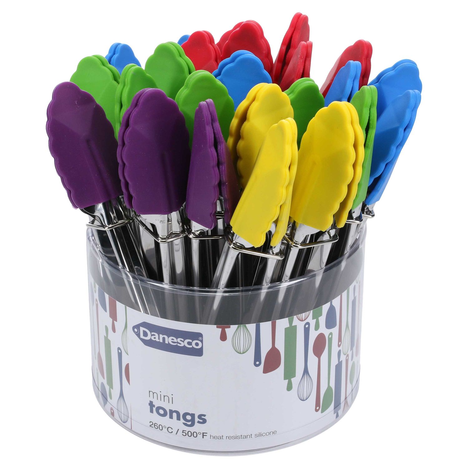 BIA Cordon Bleu Mini Silicone Tongs 24-Piece Assorted Counter Display Unit 6 3/4 Inch, 1445215AS, 0…
