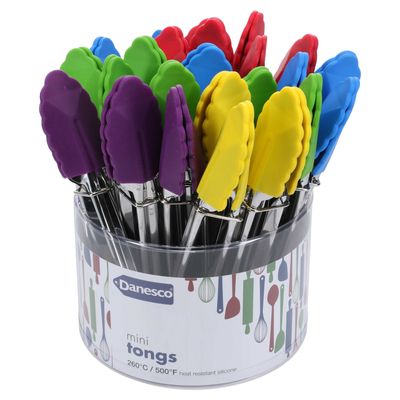 BIA Cordon Bleu Mini Silicone Tongs 24-Piece Assorted Counter Display Unit 6 3/4 Inch, 1445215AS, 0…