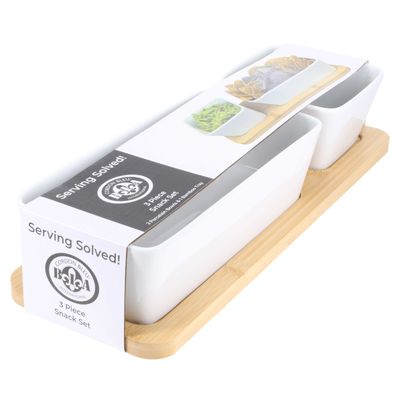 BIA Cordon Bleu 3-Piece Rectangular Bamboo Snack Set 14 1/2 Inch, 908192G, 033805091928