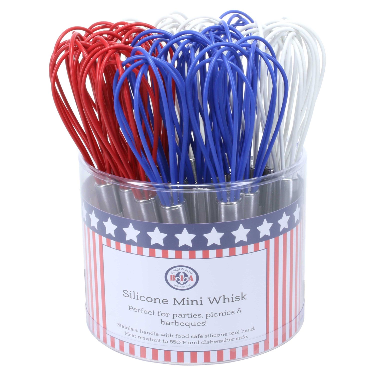 BIA Cordon Bleu Red White and Blue Mini Silicone Whisks 24-Piece Counter Display Unit, 307006-1776C…