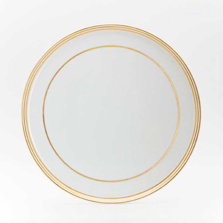 Royal Limoges Latitudes Gold Round Porcelain Cake and Pie Platter 12 inch, L310-REC20574