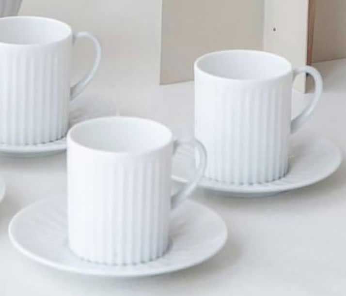 Royal Limoges Plisse White Porcelain Coffee Saucer, T100-PLI00001