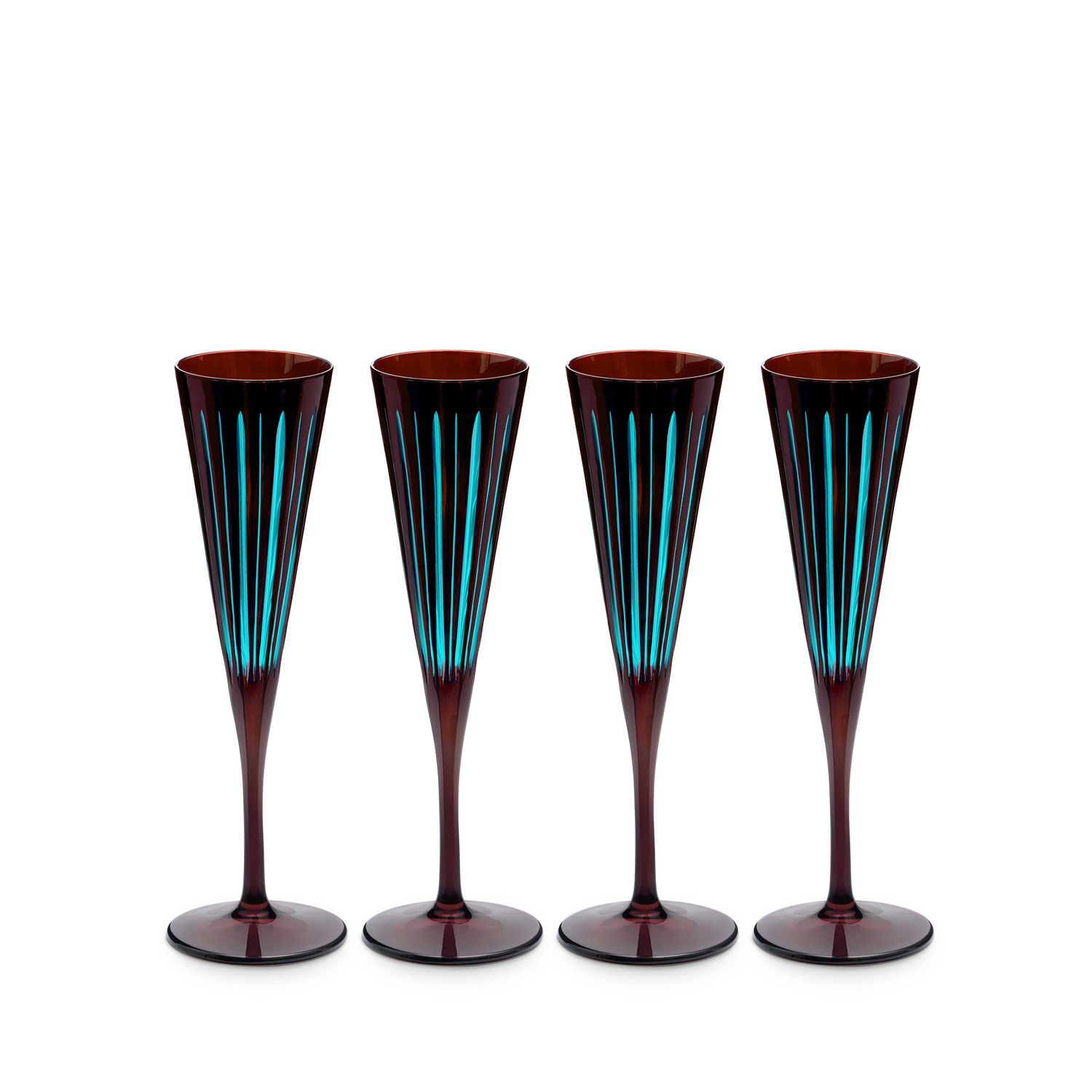 L'Objet Prism Champagne Flutes Set of 4 Bordeaux PS7040
