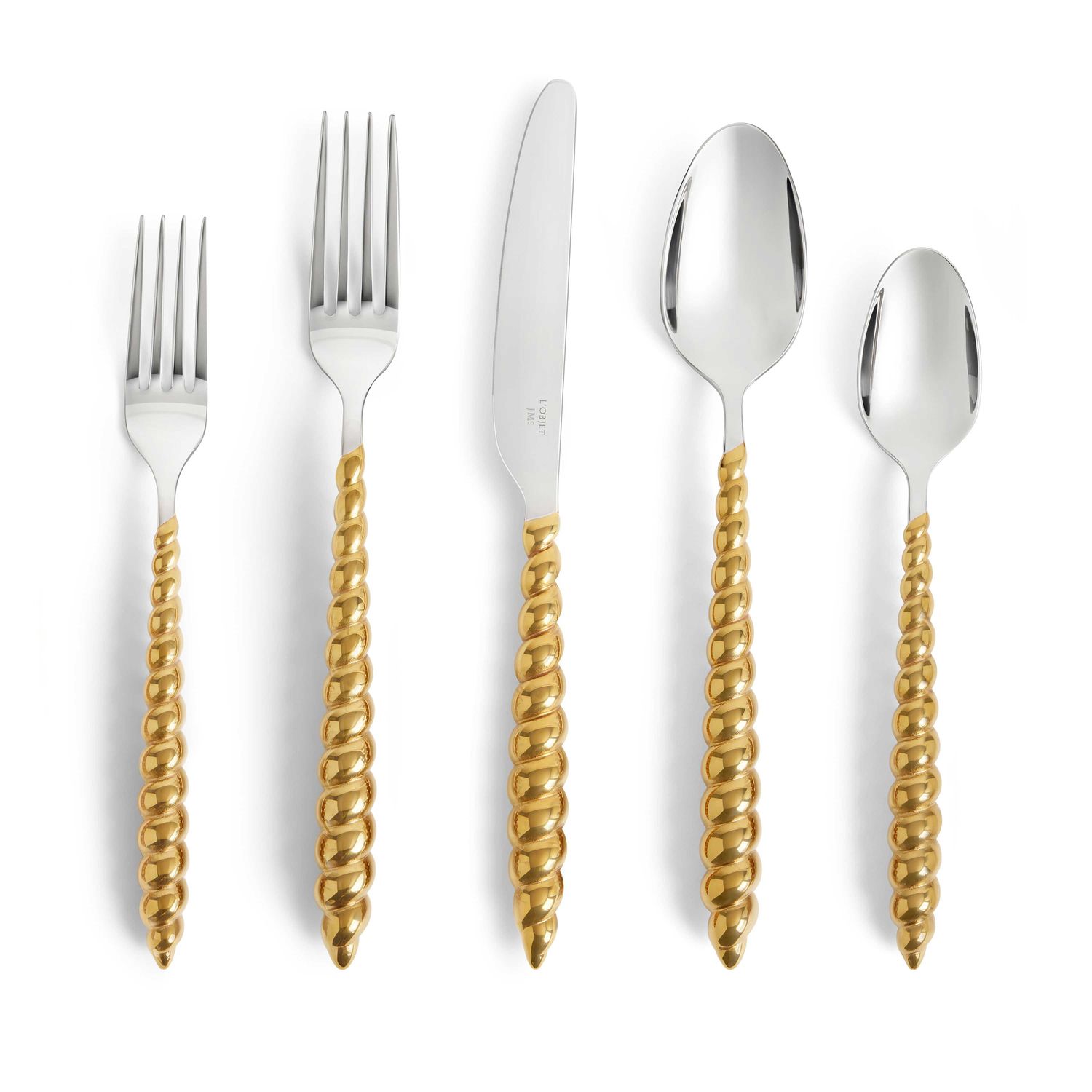 L'Objet Jessica McCormack Shell 5 Piece Flatware Set Gold LFW11500