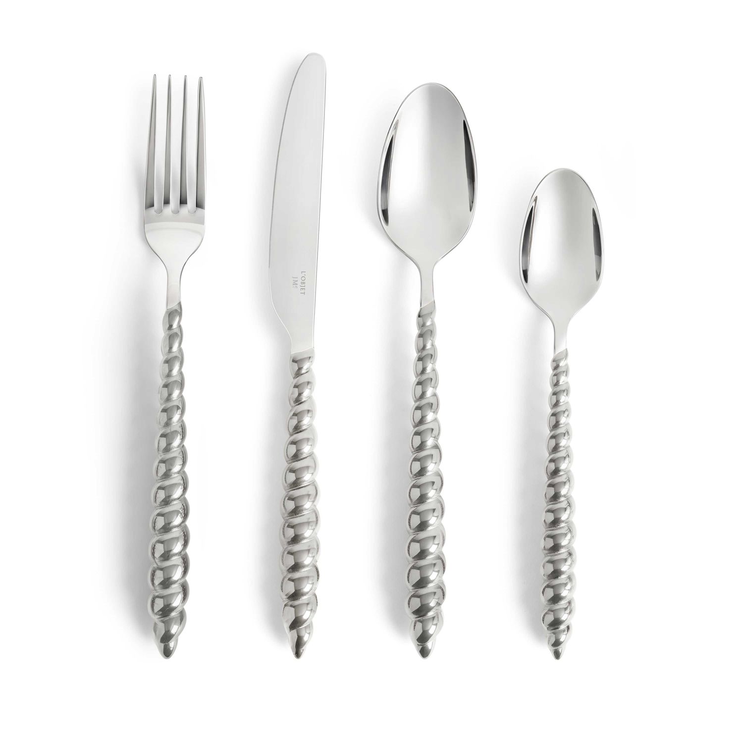 L'Objet Jessica McCormack Shell 4 Piece Flatware Set Stainless Steel LFW10400