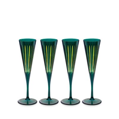 L'Objet Prism Champagne Flutes Set of 4 Green PS6040