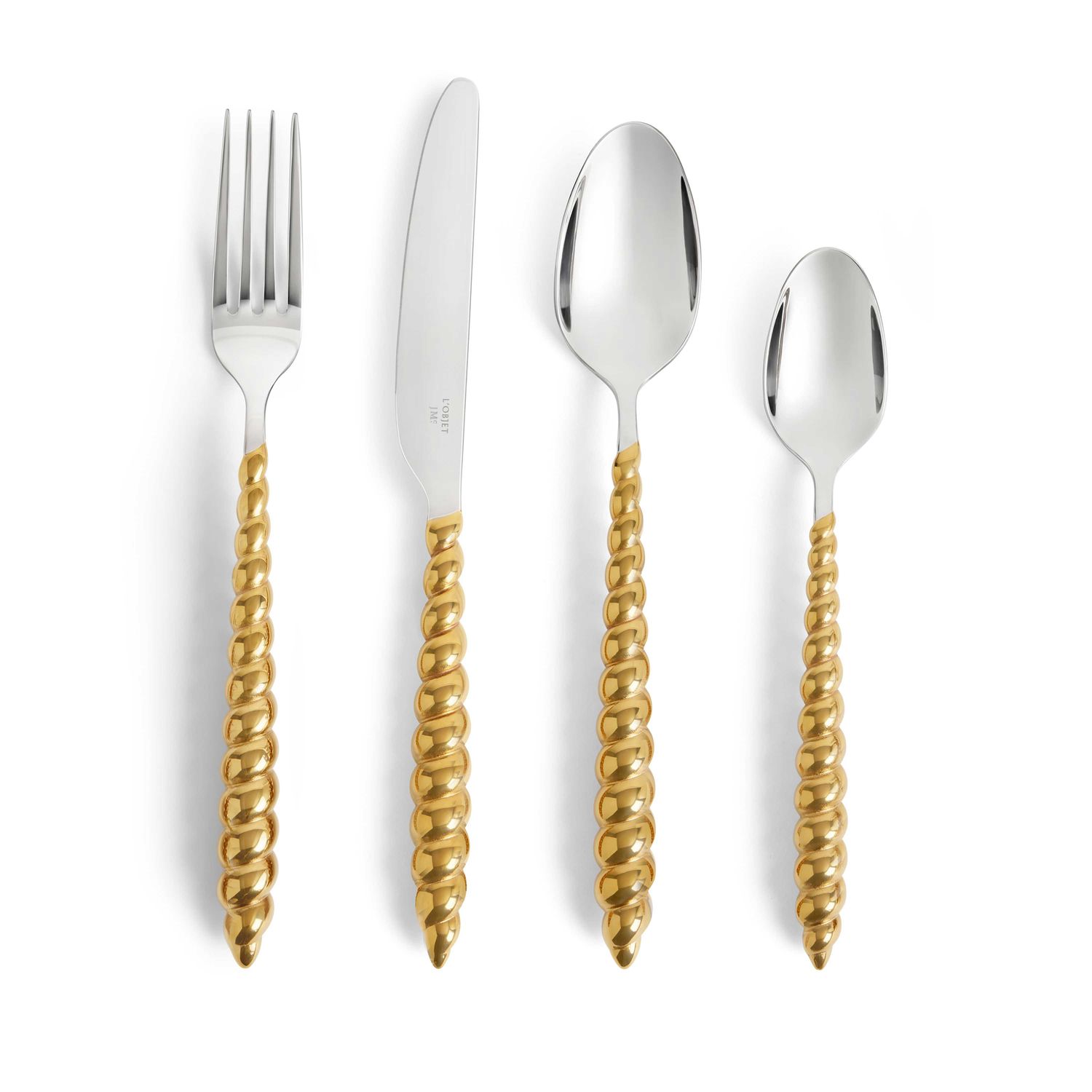 L'Objet Jessica McCormack Shell 4 Piece Flatware Set Gold LFW11400