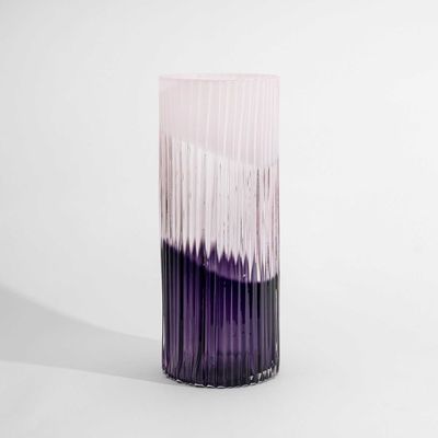 Kosta Boda Crystal Plisse Vase Pink and Aubergine , 7630097, 7321646124107