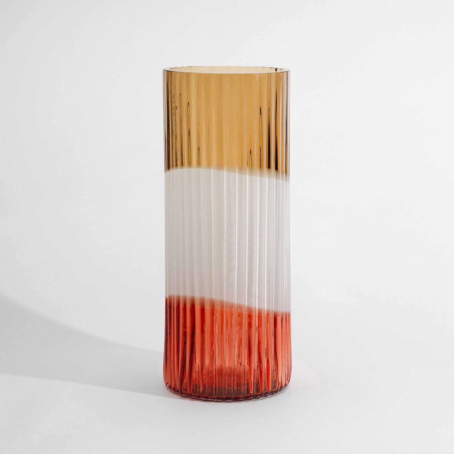 Kosta Boda Crystal Plisse Vase Brown Cream and Red , 7630099, 7321646124121