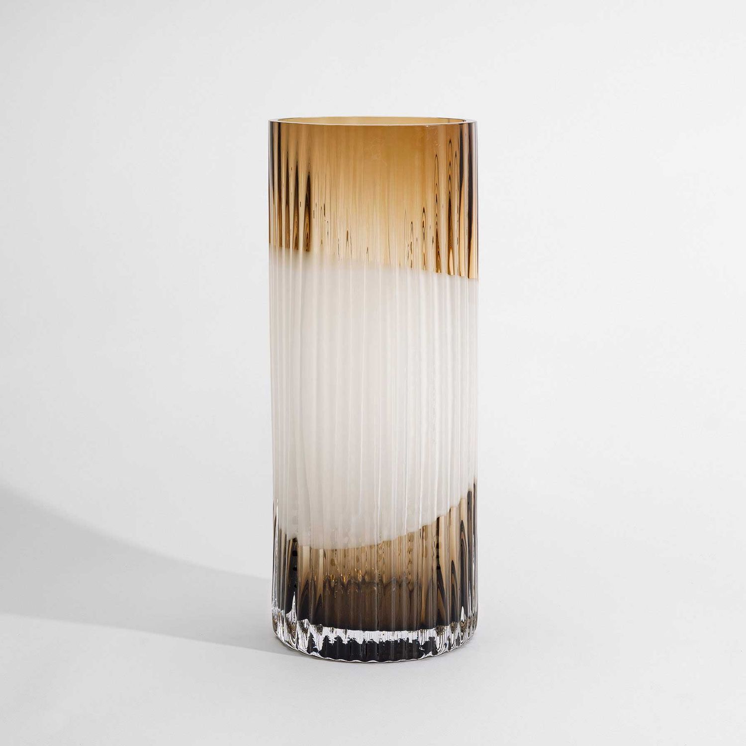 Kosta Boda Crystal Plisse Vase Brown and Cream , 7630098, 7321646124114