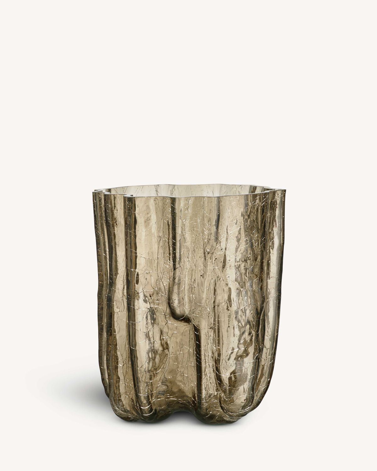 Kosta Boda Crystal Crackle Vase Taupe Tall , 7042604, 7321646128181