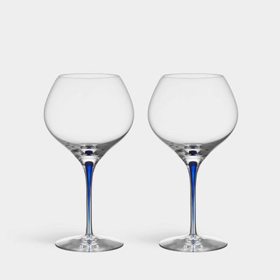 Orrefors Crystal Intermezzo Blue Bouquet Glass Set of 2 , 6257495, 7319672574959
