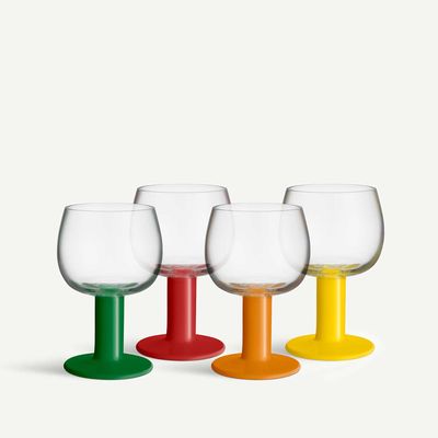 Kosta Boda Crystal Fars Glas Mixed Color Glass Set of 4 , 7092624, 7321646126781