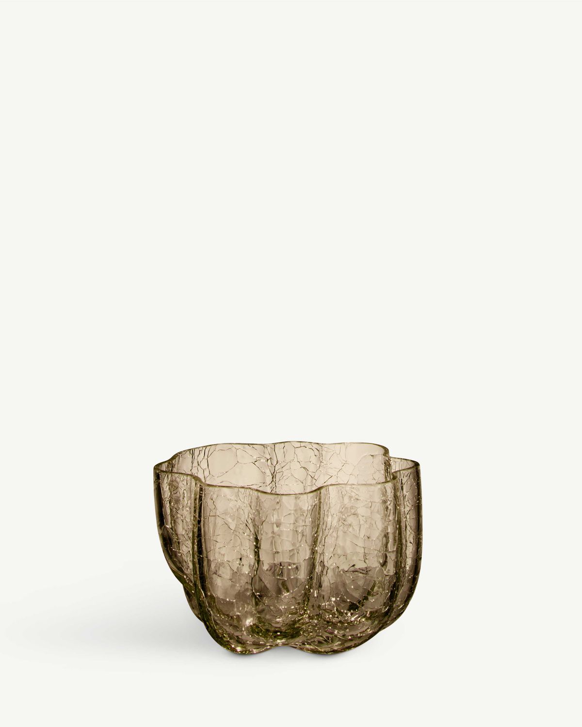 Kosta Boda Crystal Crackle Bowl and Votive Taupe , 7062613, 7321646127818