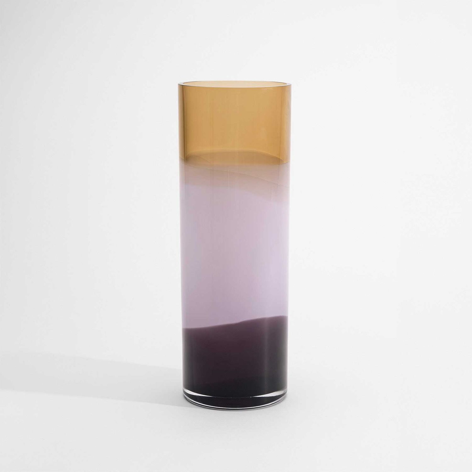 Kosta Boda Crystal Landscape Vase Beige and Purple Edition of 10 , 7630095, 7321646123513