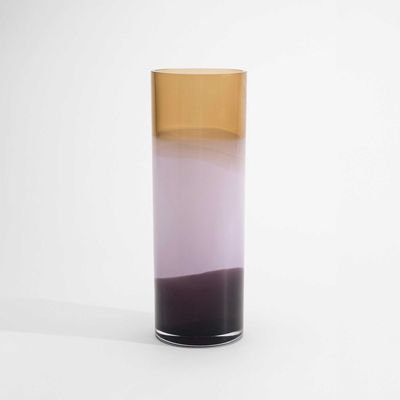Kosta Boda Crystal Landscape Vase Beige and Purple Edition of 10 , 7630095, 7321646123513