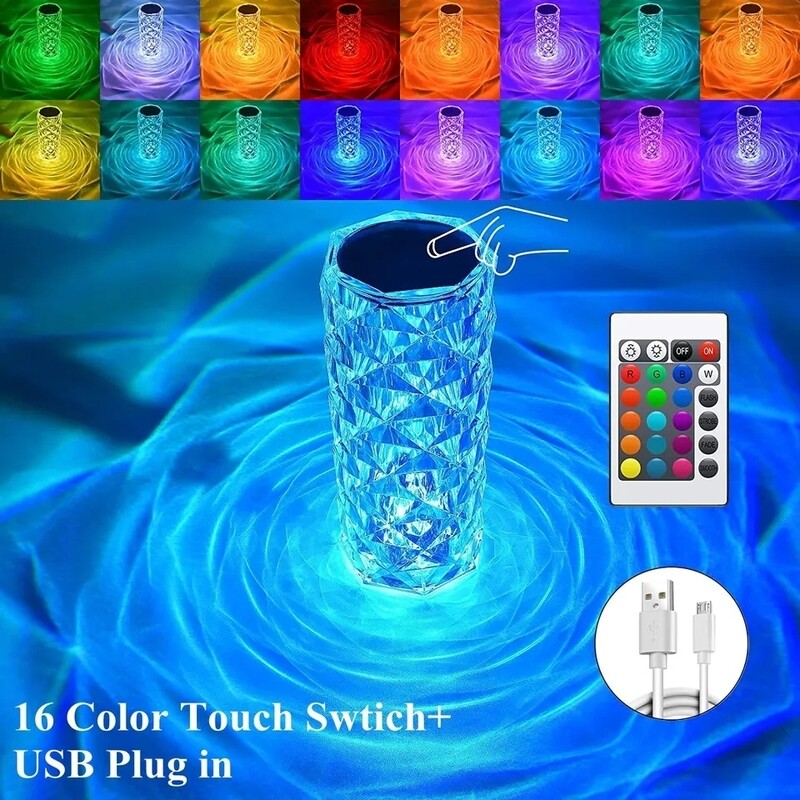 Crystal Rose Table Lamp (16 colours)