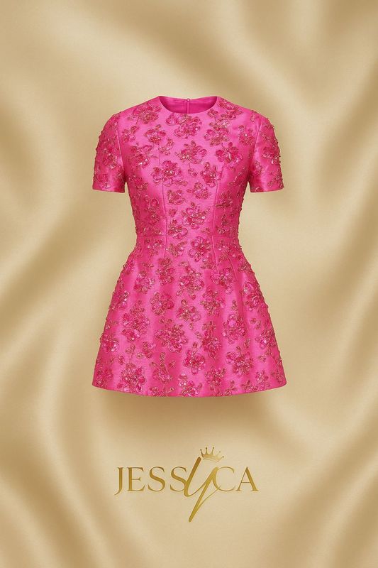 Fuchsia Pink Embroidered