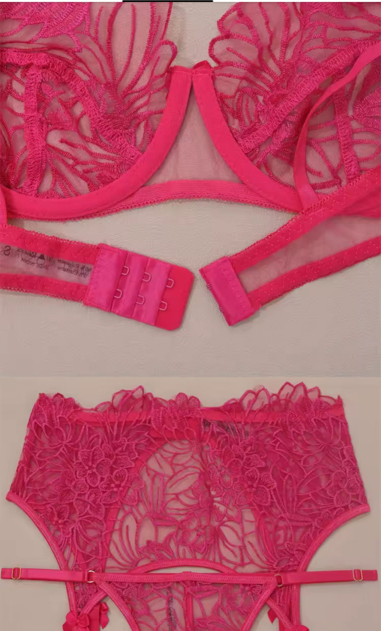 Lace Lingerie Set – Bra, Thong & Garter Belt