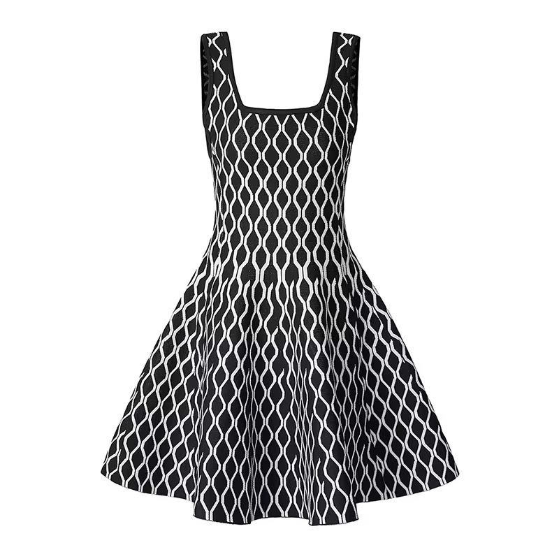 Flared Dress – Geometric Pattern