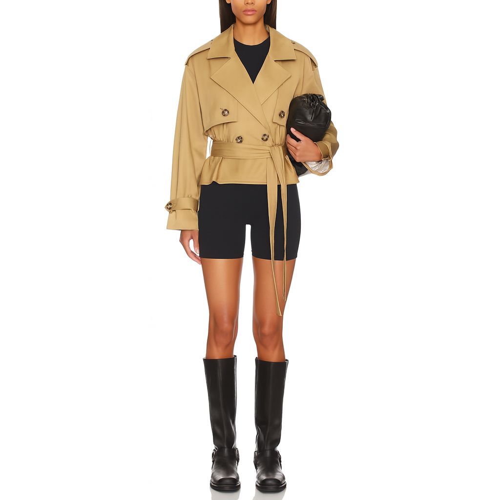 Short Double-Breasted Trench Coat – Timeless Elegance