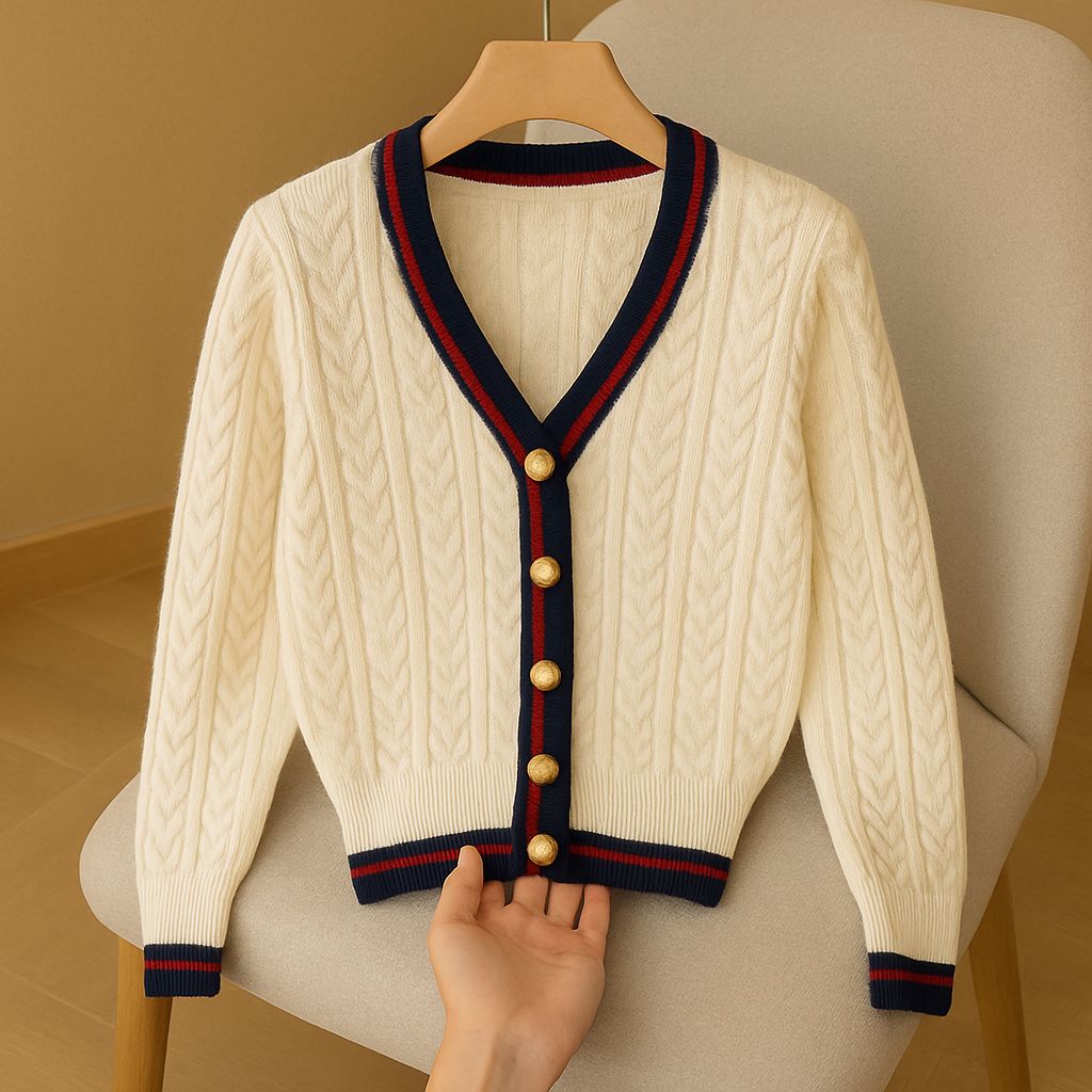 Cable-knit cardigan – Chic collegiate style