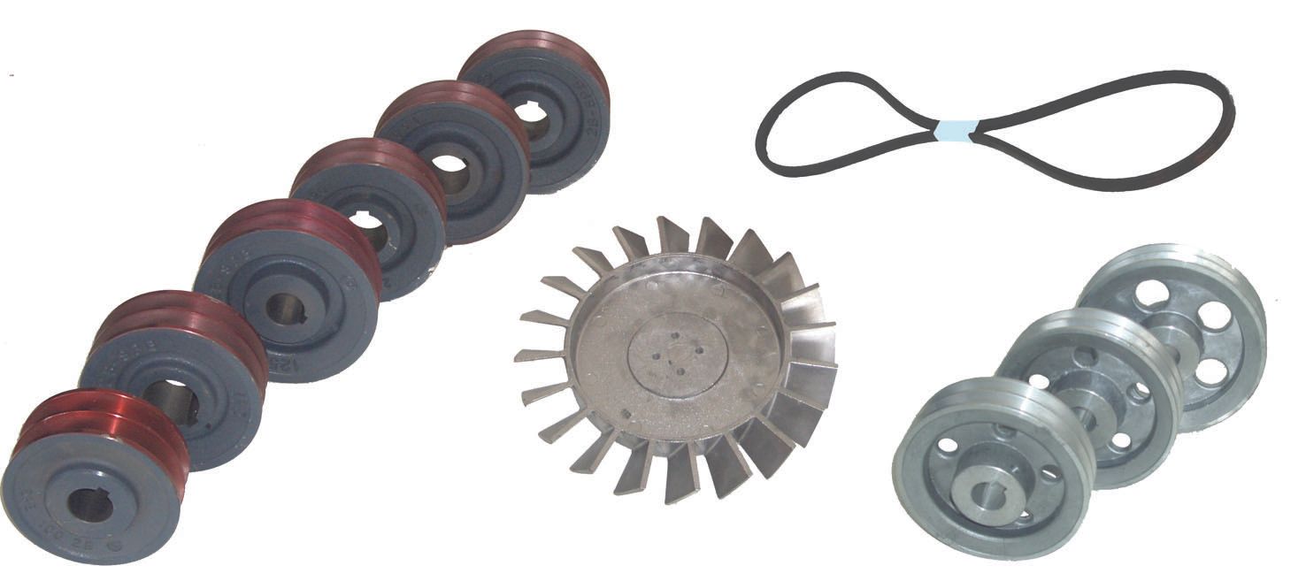 Pulleys, Belts, Alluminium Fans