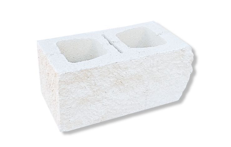 Bloque split 2 esquinas lisas pilar blanco 20x20x40