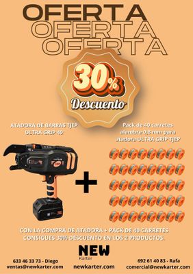 Atadora Tjep Ultra Grip 40 + 40 carretes de alambre 0,8mm. (pack)