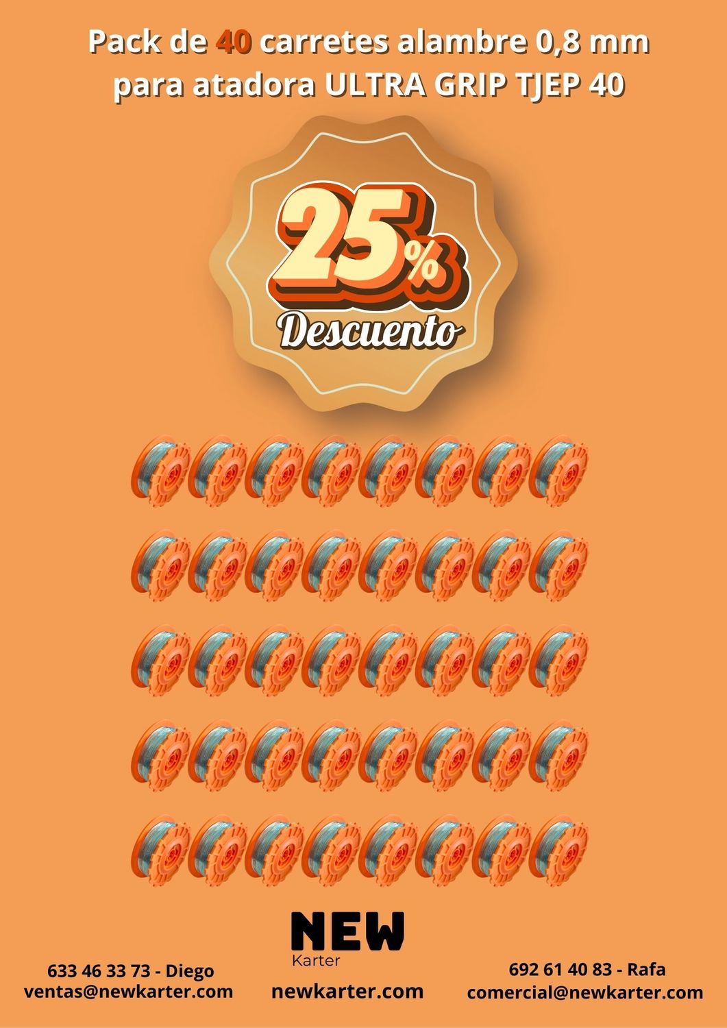 Pack de 40 carretes de alambre 0,8mm - atadora Ultra Grip Tjep