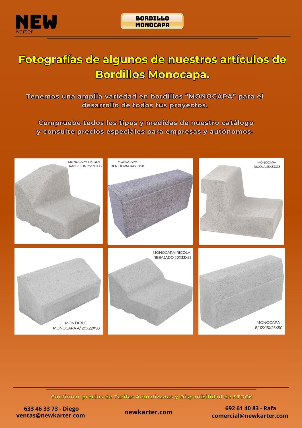 Bordillos monocapa listado