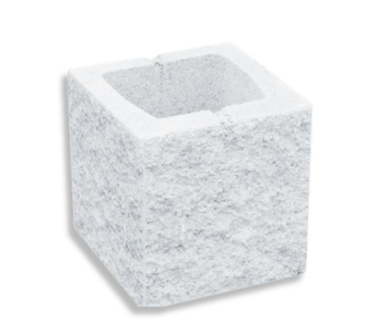 Bloque Medio cara vista split esquina blanco 20x20x20