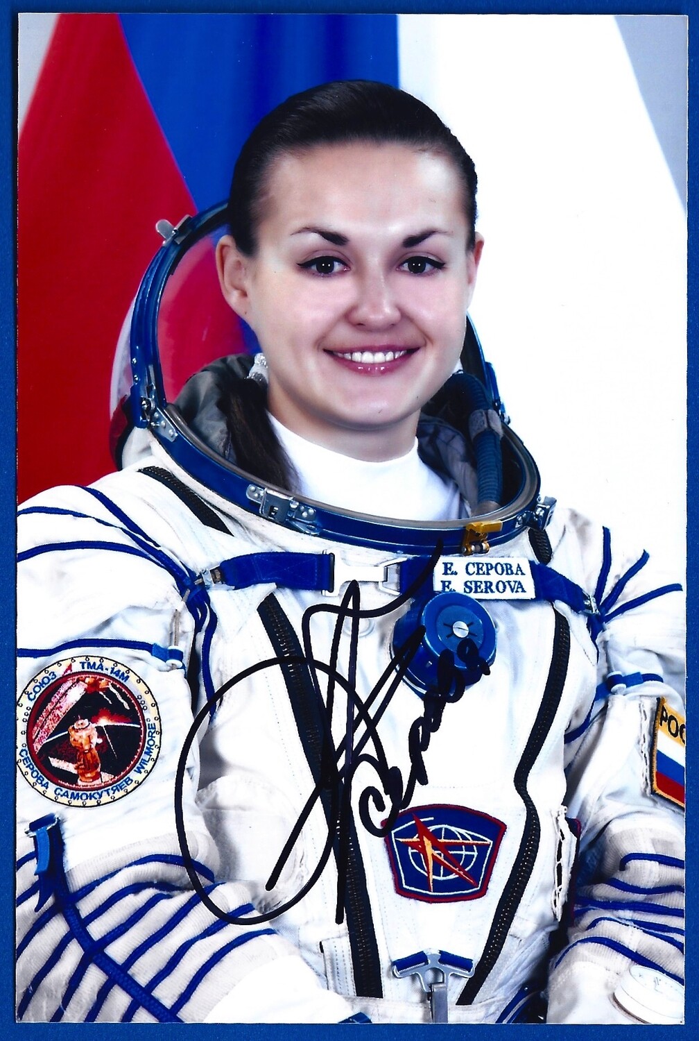 Yelena Serova Russian cosmonaut signed postcard