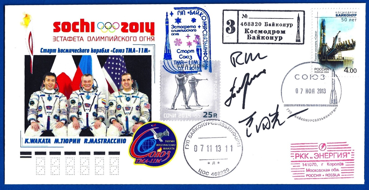 2013 Soyuz TMA-11M crew signed envelope