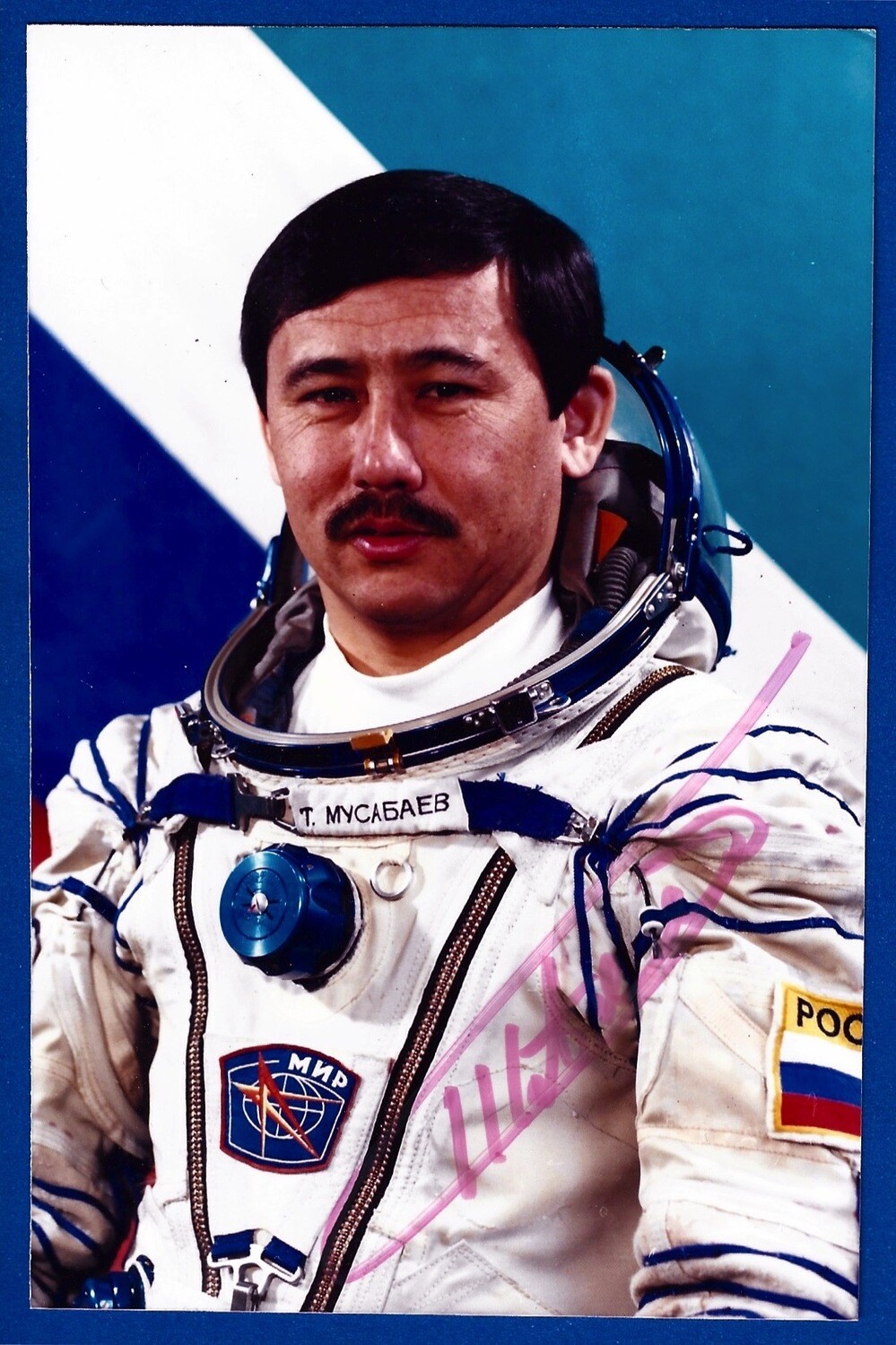 Talgat Musabayev Kazakh cosmonaut signed picture