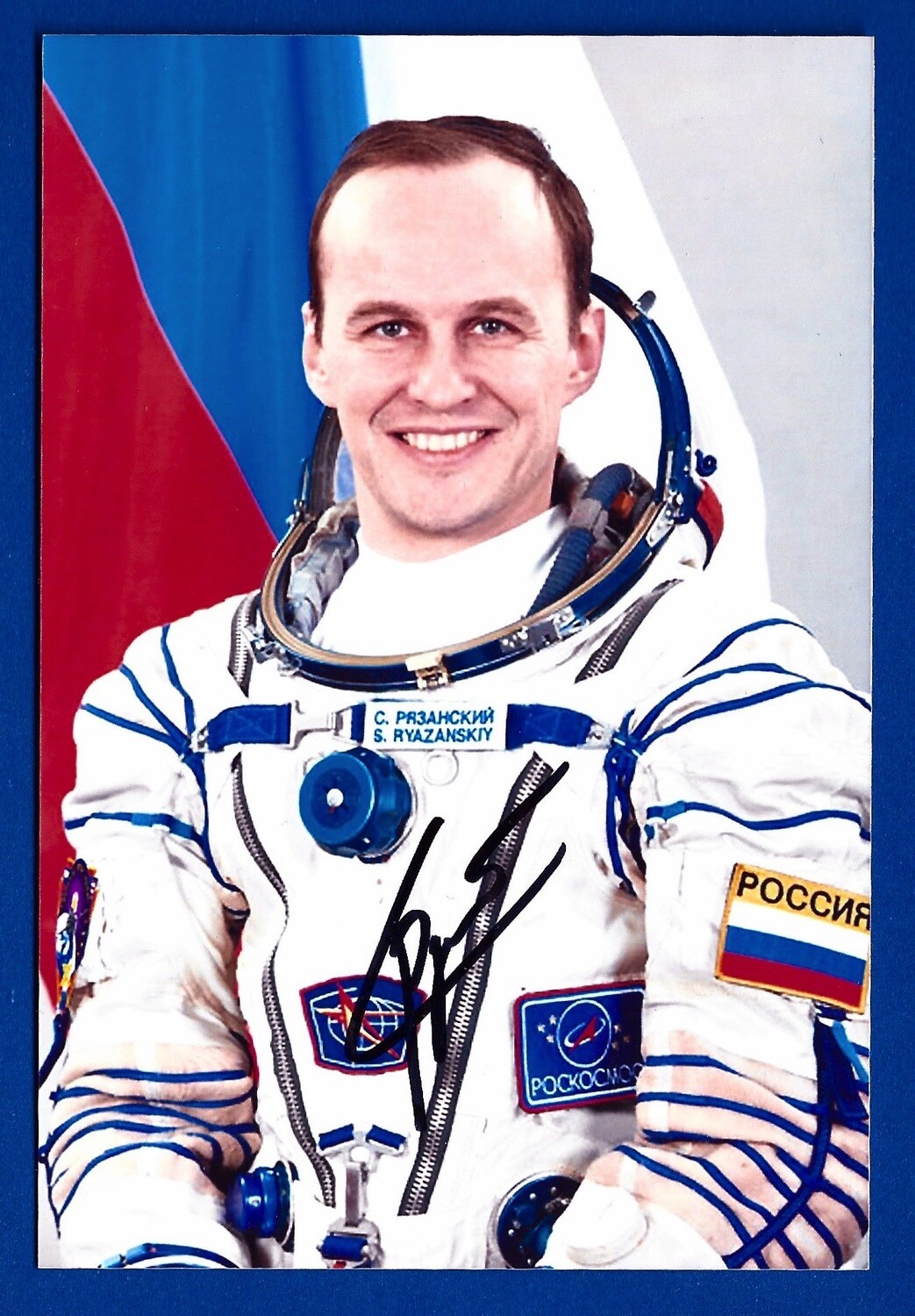 Sergey Ryazansky Russian cosmonaut signed picture
