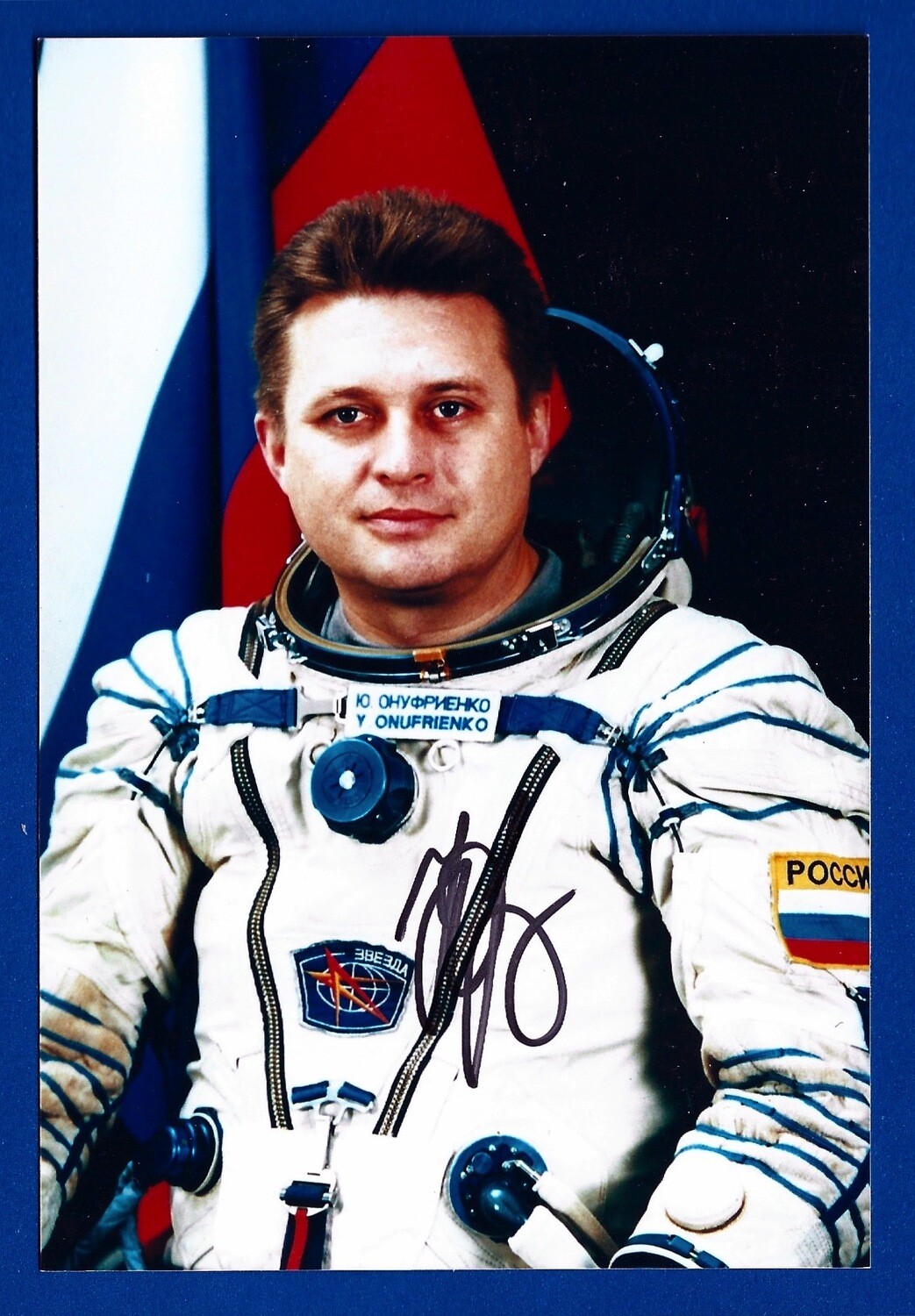 Yury Onufriyenko Russian cosmonaut signed picture