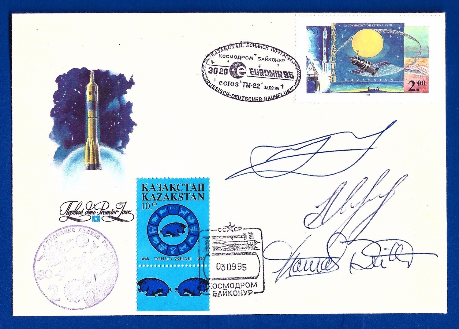 1995 Soyuz TM-22 signed cover