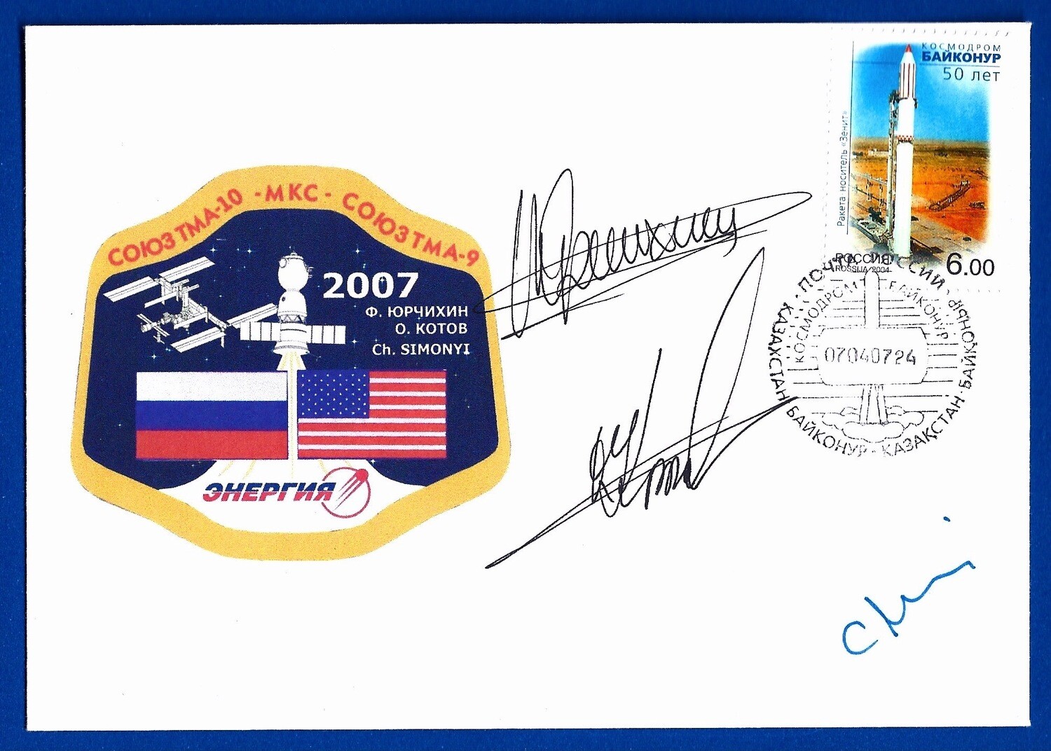 2007 Soyuz TMA-10 signed cover