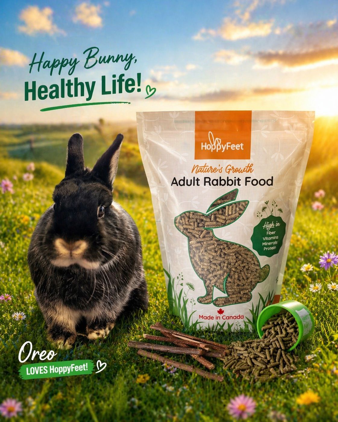 New 4 Pound Bag! All Natural, Tasty, Crunchy Adult Rabbit Food Made In Canada🍁