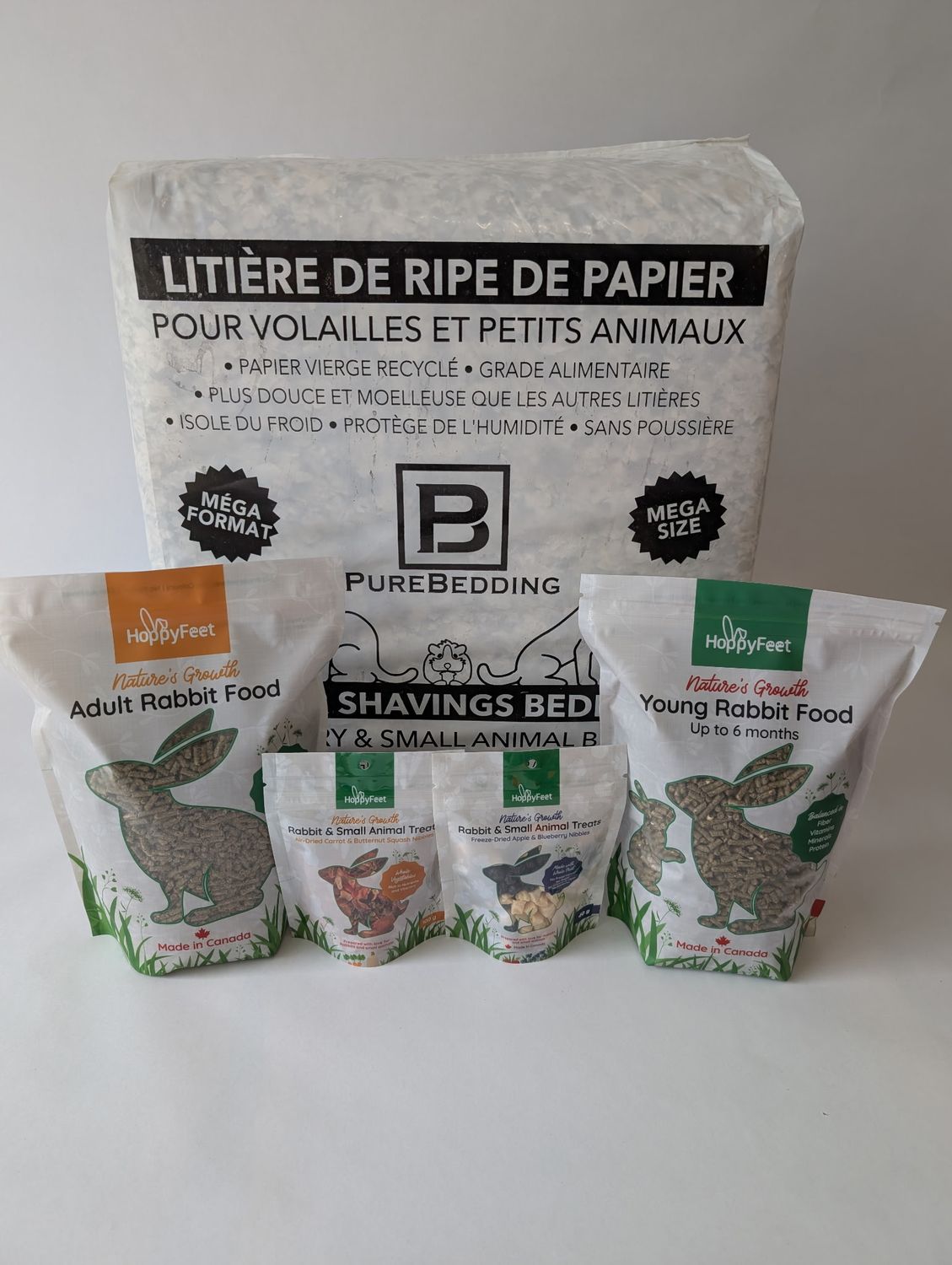 HoppyFeet Small Animal Bundle – Rabbit Food, Treats &amp; Natural Paper Bedding for Guinea Pig, Chinchilla, Hamster, Gerbil, Rat &amp; Mice🍁